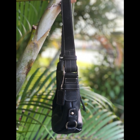 COACH BLACK LEATHER HOBO BUCKLE STRAP BAG - Picture 4 of 10